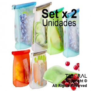 BOLSAS DE SILICONA REUTILIZABLES MULTIFUNCION SET X 2 UNIDADES GN-220